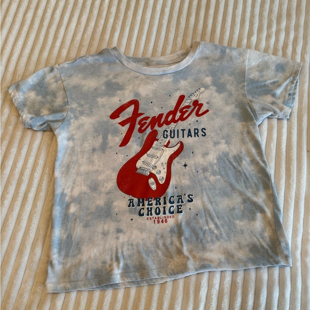 Fender Kids Tie-Dye Blue and Red Guitar Tee